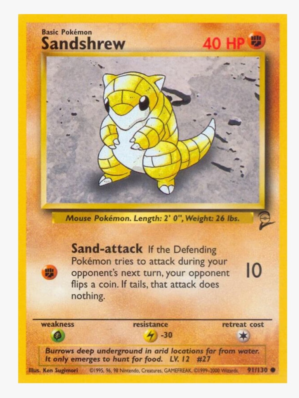 Sandshrew Base Set 2 Pokemon Trading Card